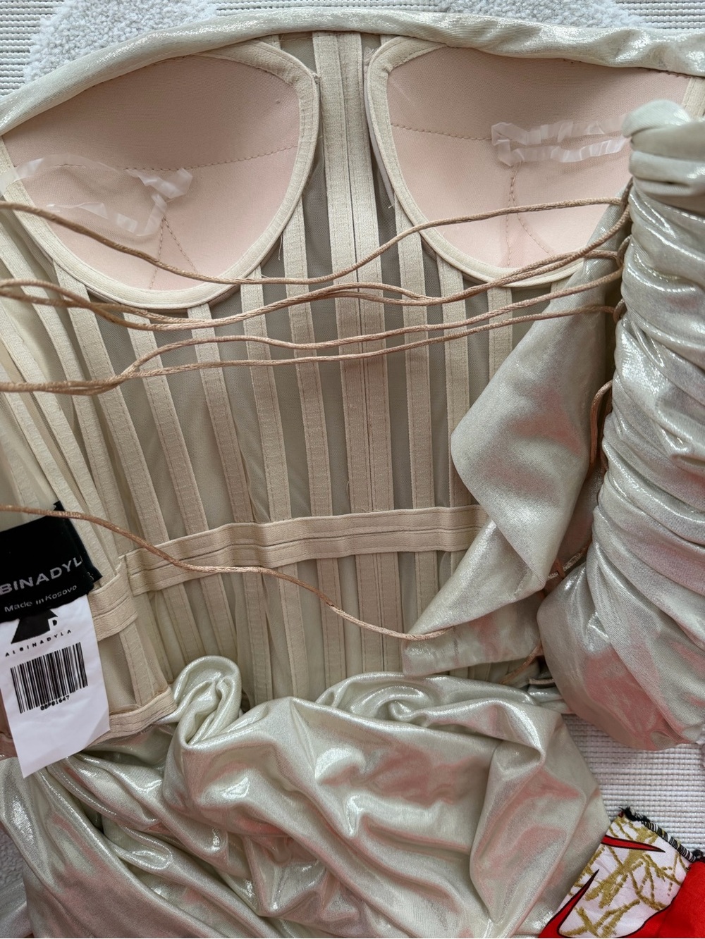 Albina Dyla Metallic Nude Corset Dress - Picture 7 of 9